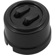 Выключатель двухклавишный Bironi Ретро, корпус - ABS-пластик, цвет - черный