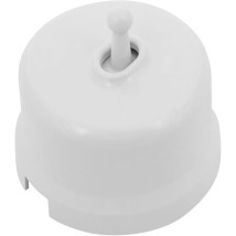 Выключатель однотумблерный Bironi Ретро проходной, корпус - пластик, цвет - белый