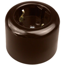 Розетка Bironi R двухполюсная с заземлением, корпус - термопластик, цвет - коричневый