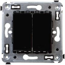 Выключатель двухклавишный DKC СП Avanti Черный квадрат 16А, IP20, цвет - черный