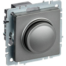 Светорегулятор IEK BRITE СС10 поворотно-нажимной для скрытой установки 600Вт, цвет - сталь