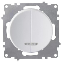 Выключатель двухклавишный OneKeyElectro СП Florence 10А с подсветкой, IP20, механизм, цвет - белый