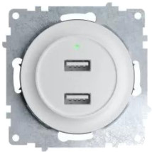 Розетка OneKeyElectro Florence USB 2-местная скрытой установки 16А с подсветкой, IP20, механизм, цвет - белый