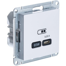 Розетка Systeme Electric AtlasDesign USB тип C 65Вт QC PD высокоскоростная ЗУ, механизм, цвет - белый