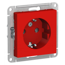 Розетка Systeme Electric AtlasDesign 1-местная для скрытой установки 16А, IP20 с заземлением и шторками, механизм, цвет - красный