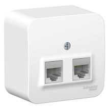 Розетка компьютерная Systeme Electric Blanca 2-местная открытой установки RJ45 кат.5E с изолированной пластиной, цвет - белый