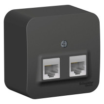 Розетка компьютерная Systeme Electric Blanca 2-местная открытой установки RJ45 кат.5E с изолированной пластиной, цвет - антрацит