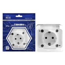 Розетка TOKOV ELECTRIC Nix 1-местная для открытой установки 16А, IP54 250В с заземлением, с прозрачной крышкой, цвет - белый