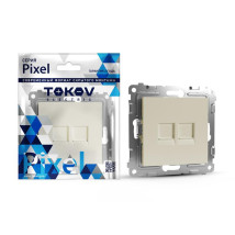 Розетка компьютерная TOKOV ELECTRIC Pixel 2-местная скрытой установки RJ45 кат.5E, механизм, цвет - бежевый