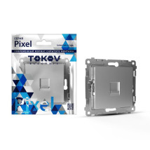 Розетка компьютерная TOKOV ELECTRIC Pixel 1-местная скрытой установки RJ45 кат.5E, механизм, цвет - алюминий