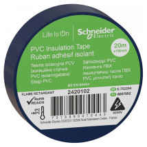 Изолента самозатухающая Schneider Electric OptiLine 45 ширина - 19 мм, длина - 20 м, толщина - 0.13 мм, материал - поливинилхлорид, цвет - синий