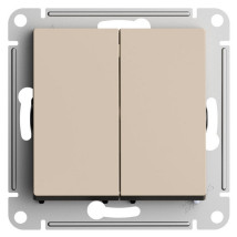 Переключатель двухклавишный Systeme Electric AtlasDesign перекрестный, номинальный ток - 10 А, схема 7, механизм, цвет - песочный