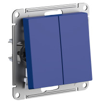 Выключатель двухклавишный Systeme Electric AtlasDesign скрытой установки, номинальный ток - 10 А, степень защиты IP20, механизм, цвет - аквамарин