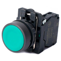 Кнопка модульная Systeme Electric SystemeSig SB5AA31 плоская, с возвратом, корпус – пластик, контакт  1НО, 3А, IP65, цвет – зеленый