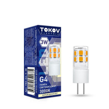 Лампа светодиодная TOKOV ELECTRIC Capsule G4 прозрачная, мощность - 3 Вт, цоколь - G4, световой поток - 250 лм, цветовая температура - 3000 K, форма - капсульная