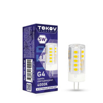 Лампа светодиодная TOKOV ELECTRIC Capsule G4 прозрачная, мощность - 5 Вт, цоколь - G4, световой поток - 400 лм, цветовая температура - 4000 K, форма - капсульная