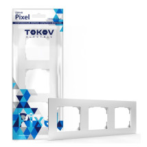 Рамка TOKOV ELECTRIC КПП Pixel 3П 3 поста горизонтальная, степень защиты IP20, корпус - пластик, цвет - белый