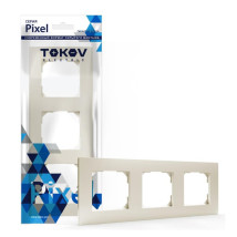 Рамка TOKOV ELECTRIC КПП Pixel 3П 3 поста горизонтальная, степень защиты IP20, корпус - пластик, цвет - бежевый