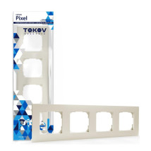 Рамка TOKOV ELECTRIC КПП Pixel 4П 4 поста горизонтальная, степень защиты IP20, корпус - пластик, цвет - бежевый