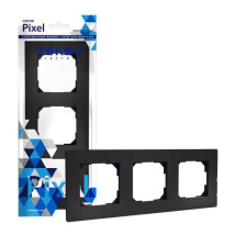 Рамка TOKOV ELECTRIC КПП Pixel 3П 3 поста горизонтальная, степень защиты IP20, корпус - пластик, цвет - карбон