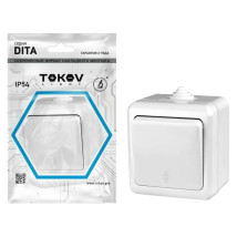 Переключатель одноклавишный TOKOV ELECTRIC Dita открытой установки, номинальный ток - 10 А, степень защиты IP54, цвет - белый