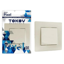 Выключатель одноклавишный TOKOV ELECTRIC Pixel скрытой установки, номинальный ток - 10 А, степень защиты IP20, в сборе, цвет - бежевый