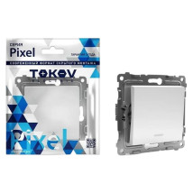 Выключатель одноклавишный TOKOV ELECTRIC Pixel скрытой установки с индикацией, номинальный ток - 10 А, степень защиты IP20, механизм, цвет - белый