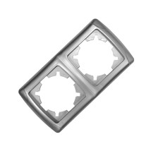 Рамка UNIVersal Маргарита 2П 2 поста горизонтальная, степень защиты IP20, корпус - пластик, цвет - серебро